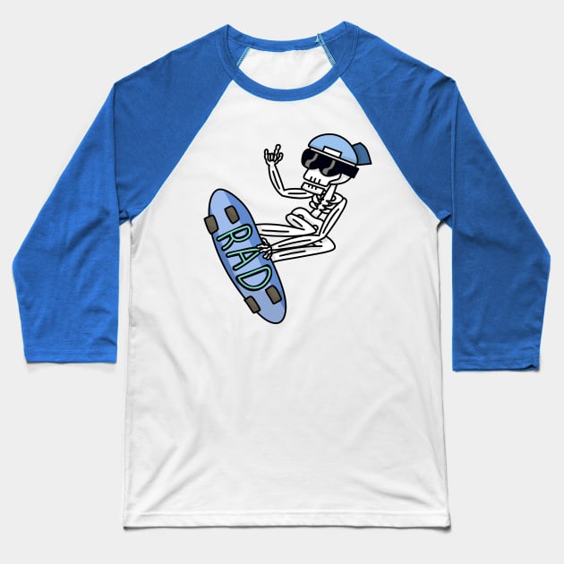 Skateboard Skeleton Baseball T-Shirt by Jamtastic